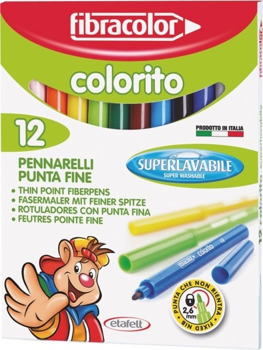 [660378] Pennarello FIBRACOLOR COLORITO Pz.12 Punta Fine