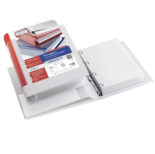 [D25493] Raccoglitore STELVIO TI 17 A4 4D 22x30cm bianco personalizzabile SEI ROTA