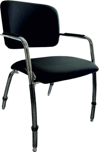 [174173] Poltrona WELL schienale basso, carter nero, 4 gambe cromate similpelle NERO