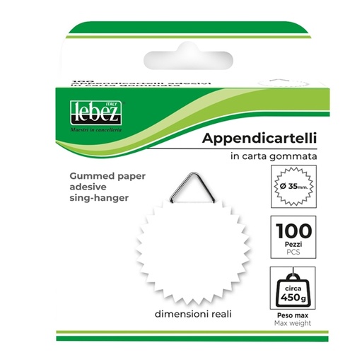 [D26681] SCATOLA 100 APPENDICARTELLI ADESIV. CARTA GOMMATA ART.263