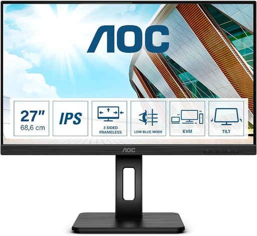 [522276A] MONITOR LED AOC 27" MULTIMEDIALE FHPIPS 75HZ 4MS HDMI DVI VGA