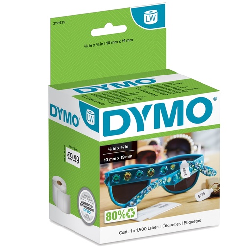 [D100012] Etichette LW per gioielli 10x19mm bianco Dymo