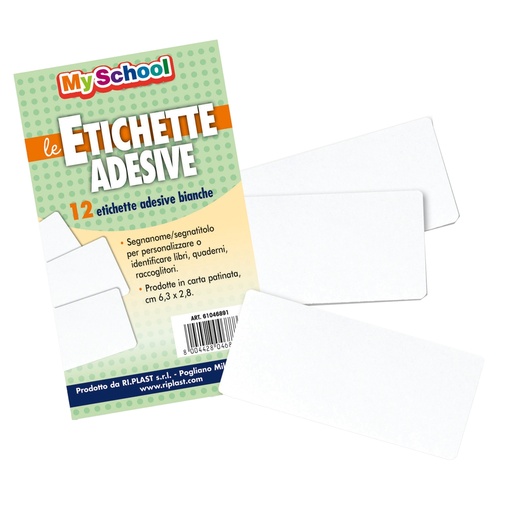 [D100056] Bustina 12 etichette segnanomi 6,3x2,8cm bianco Ri.Plast