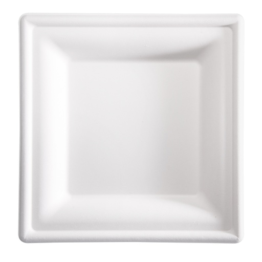 [D100111] 50 Piatti quadrati monouso in canna da zucchero 20x20cm bianco Signor Bio