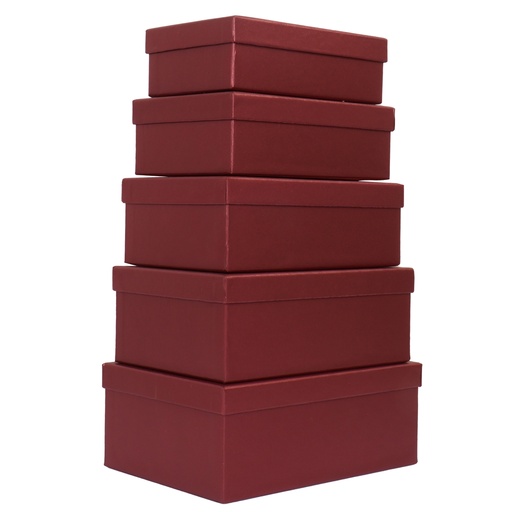[D100140] Set 5 scatole regalo in cartone fantasia Burgundy