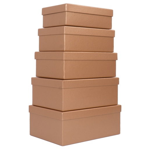 [D100141] Set 5 scatole regalo in cartone fantasia Caramel