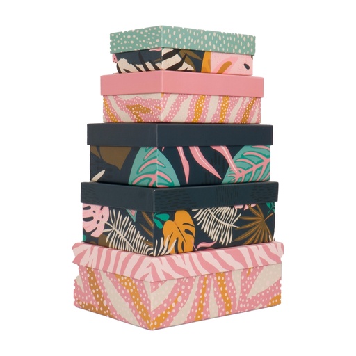 [D100143] Set 5 scatole regalo in cartone fantasia Breeze