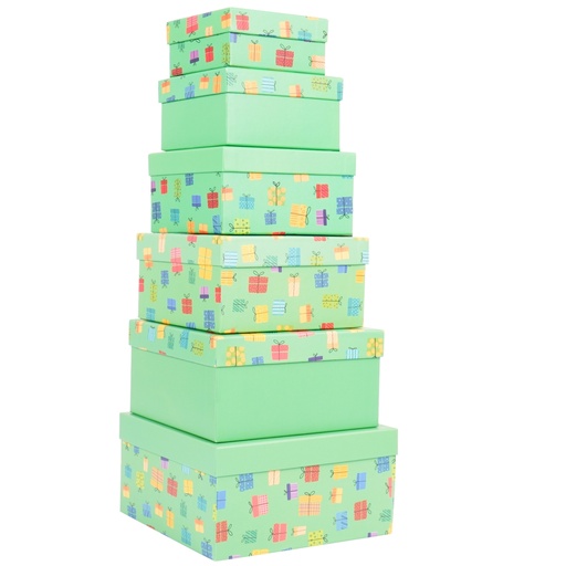 [D100145] Set 6 scatole regalo in cartone fantasia Memento