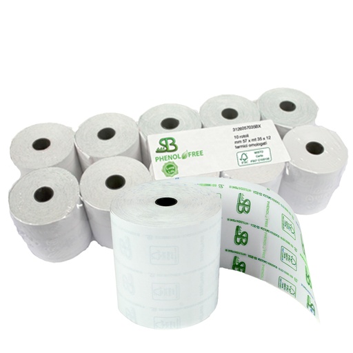 [D100165] Blister 10 rotoli RC carta termica LUNGA DURATA 59,5mm x 60mt D68mm