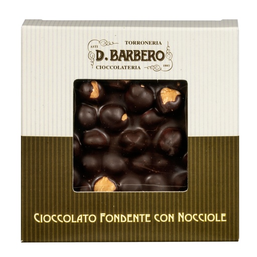 [D100194] Tavoletta di cioccolato fondente con nocciole 120gr in astuccio -stagionale