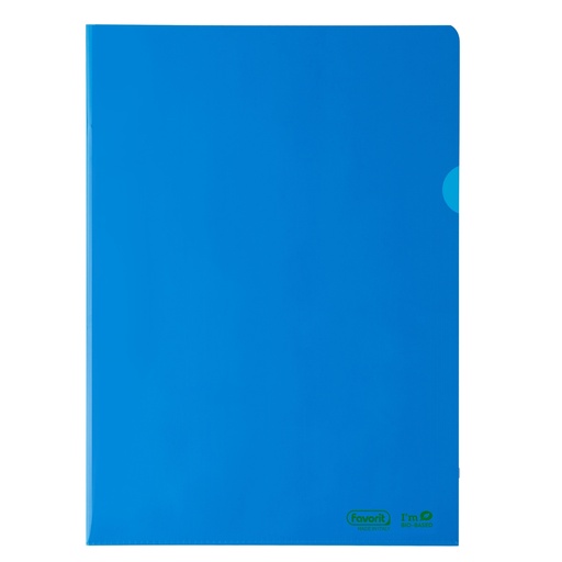 [D100213] 25 cartelline a L 22X30 PE Bio-Based blu liscio superior Favorit