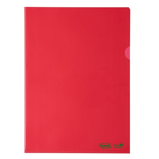 [D100214] 25 cartelline a L 22X30 PE Bio-Based rosso liscio superior Favorit