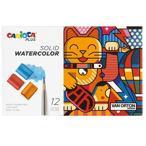 [D100228] Astuccio 12 pastiglie acquerelli colori assortiti Carioca Plus