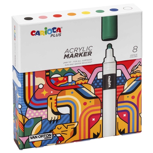 [D100232] Astuccio 8 marcatori acrilici colori assortiti Carioca Plus