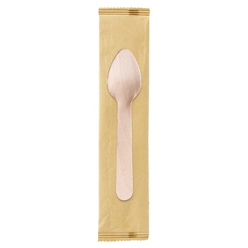 [D100358] 250 Cucchiaini monouso in legno imbustati singolarmente 11cm Signor Bio