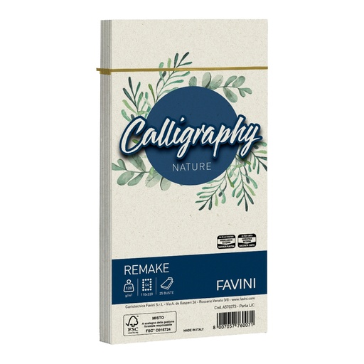 [D100417] 25 buste Calligraphy Remake 120gr 110x220mm perla Favini