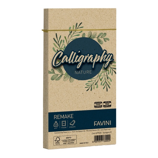 [D100422] 25 buste Calligraphy Remake 120gr 110x220mm spiaggia Favini