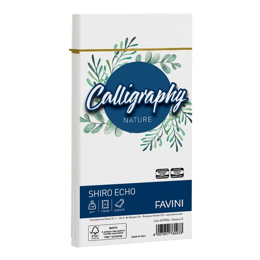 [D100424] 25 buste Calligraphy Shiro Eco 120gr 110x220mm gesso Favini