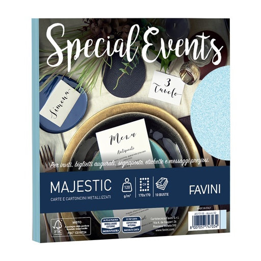 [D100442] 10 buste Special Events 120gr 170x170mm azzurro 02 Favini