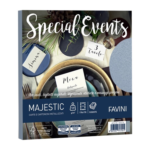 [D100443] 10 buste Special Events 120gr 170x170mm argento 03 Favini