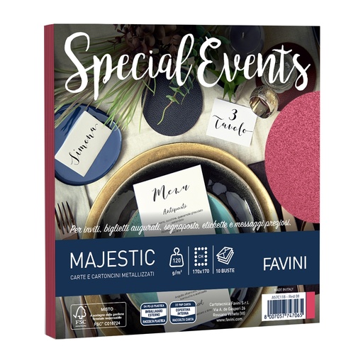 [D100445] 10 buste Special Events 120gr 170x170mm rosso 08 Favini