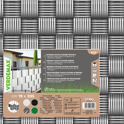 [D100459] Striscia occultazione privacy 19x205cm grigio Verdemax