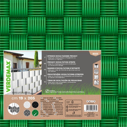 [D100460] Striscia occultazione privacy 19x205cm verde Verdemax