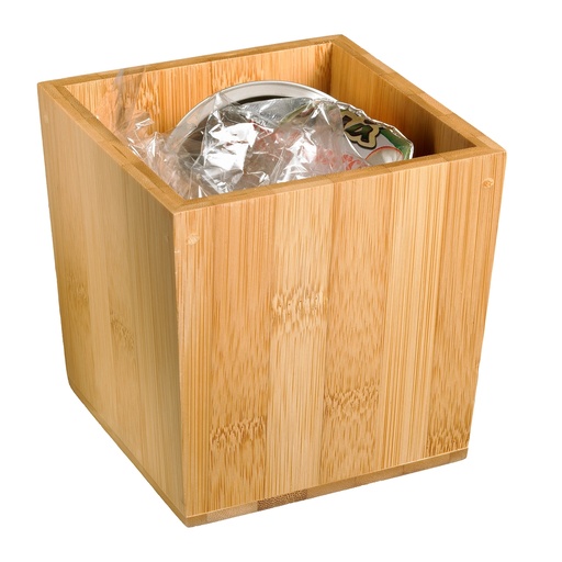 [D100558] Barattolo portarifiuti da tavola in bamboo 11x11x11h cm Leone