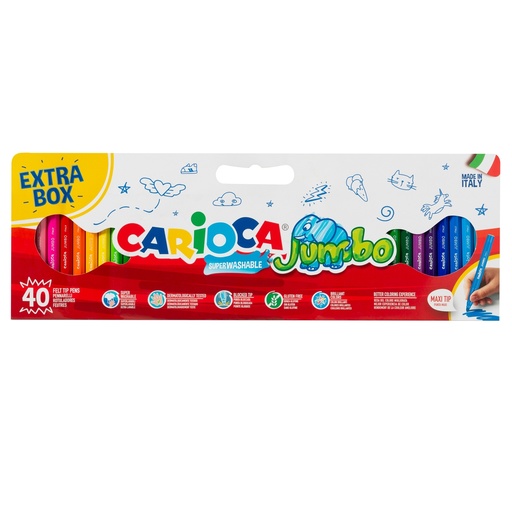 [D100571] Valigetta 40 pennarelli Jumbo lavabili colori assortiti CARIOCA
