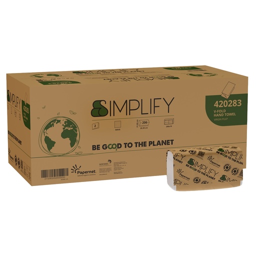 [D100619] Pacco 206 asciugamani piegati a V H21 x 20,3cm SIMPLIFY Papernet