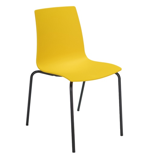 [D100643] Seduta in polipropilene con base nero opaco Candy Giallo Grandsoleil