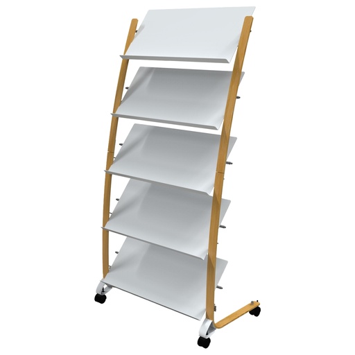 [D100704] Portariviste da terra dim. 51,5x83x163,3cm - 5 scomparti con ruote ALBA