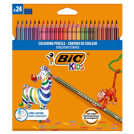 [D100742] Astuccio 24 matite Evolution Stripes colori assortite BIC