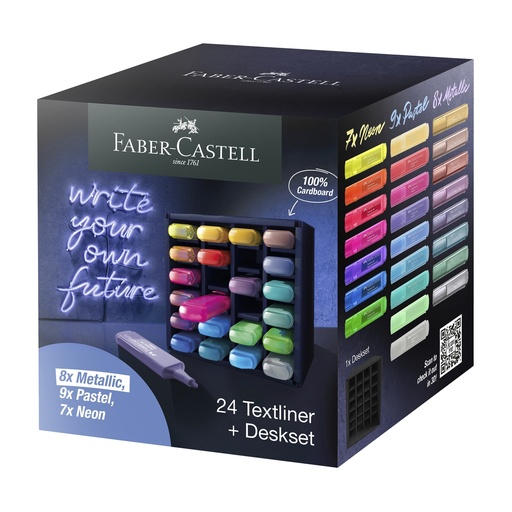 [D100767] Deskset 24 evidenziatori Textliner 46 in colori assortiti Faber Castell