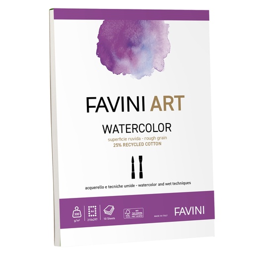 [D100781] Blocco collato Watercolor Favini Art 10fg 300gr A5