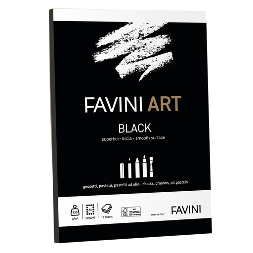 [D100784] Blocco collato Black Favini Art 10fg 320gr A4
