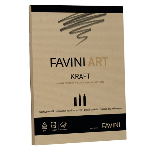 [D100785] Blocco collato Kraft Favini Art 50fg 120gr A4