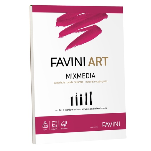 [D100786] Blocco collato Mix Media Favini Art 20fg 250gr/m2 f.to A4
