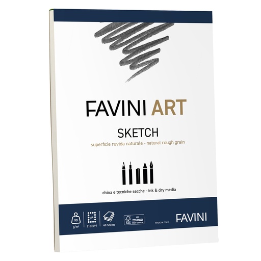 [D100787] Blocco collato Sketch Favini Art 40fg 90gr/m2 f.to A4