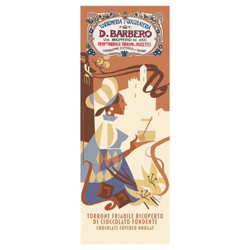 [D100966] Tavoletta torrone friabile ricoperto di cioccolato 170gr in astuccio Barbero