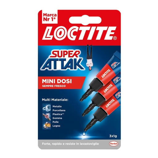 [D101084] Loctite Super Attak Mini dosi liquido 3x1g
