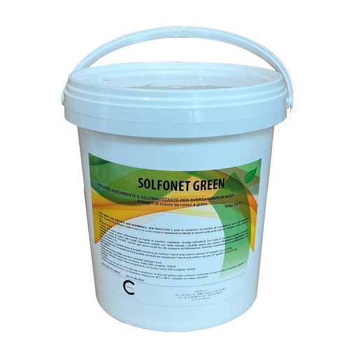 [D101125] Secchio 5kg polvere assorbente Solfonet Green per sversamento acido solforico