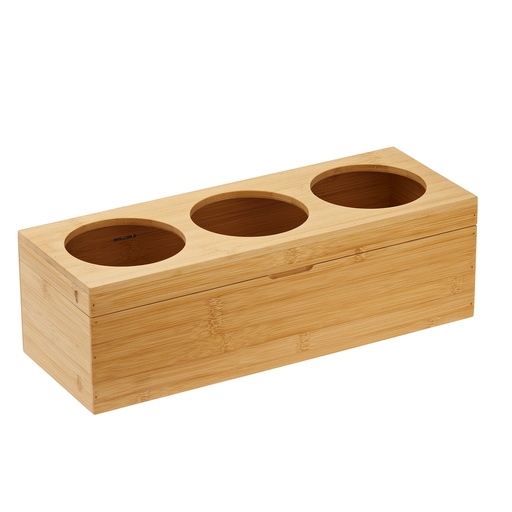 [D101391] Portabottiglie con tre fori in bamboo Leone
