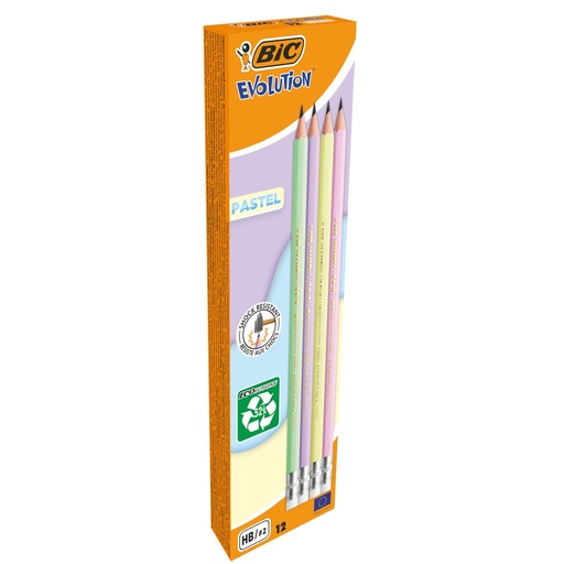 [D101396] Scatola12 matite c/gommino Evolution Pastel BIC