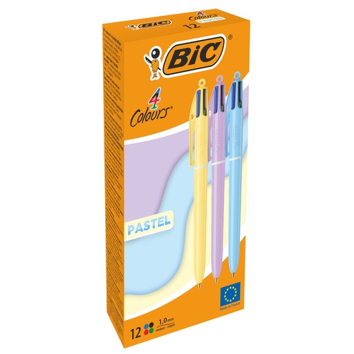 [D101397] Scatola 12 penna sfera a scatto 4 Colori Pastel 1.0mm BICR