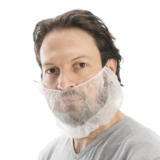 [D101562] Conf 100 copribarba PLP c/ elastico nucale taglia unica bianco Worker