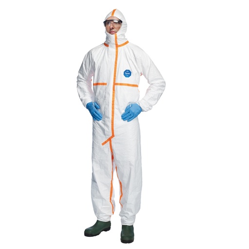 [D101593] Tuta TyvekR 800J c/nastrature arancione tg XL bianco Dupont