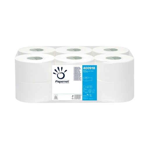 [D101800] Carta igienica MINI Jumbo D19,5cm - 152mt Ecolabel Papernet