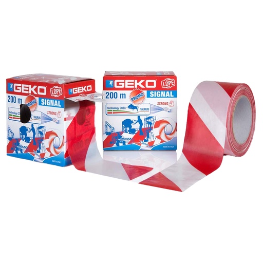 [D101810] Nastro segnaletico SIGNAL 70mm x 200mt bianco/rosso Geko