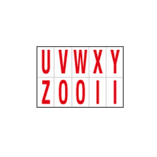 [D101828] Foglio con 10 lettere autoadesivi da U a Z rosso/bianco 56x99mm